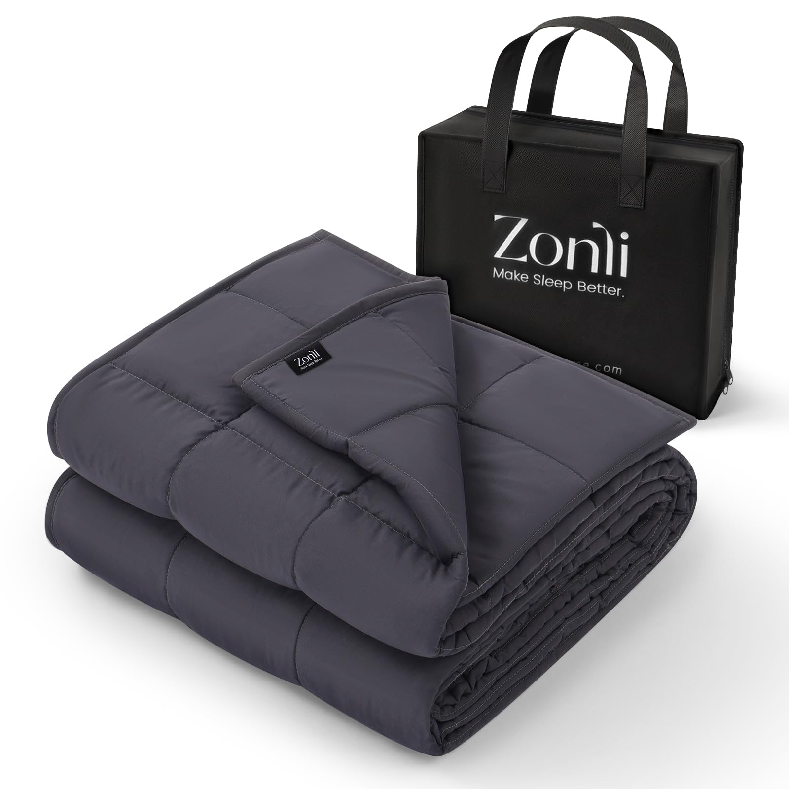 Photo 1 of ZonLi Weighted Blanket for Adults (48"x72", 12lbs, Dark Grey) Twin Size High Breathability Cooling Heavy Blanket, Soft Material with Premium Glass Beads, All-Season, Easy Care