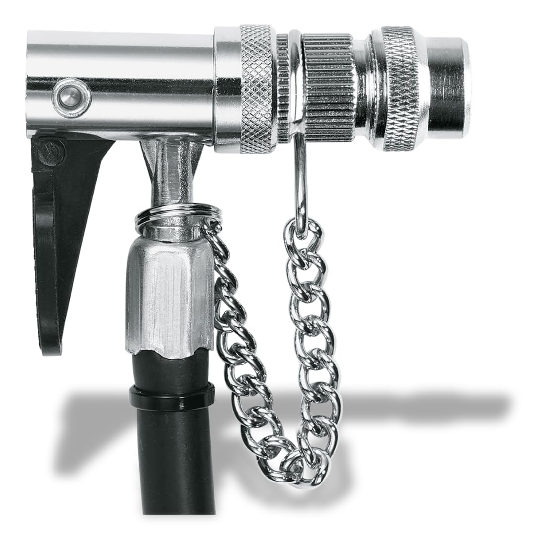 SKS GERMANY Hose with lever connector Spare part for RENNKOMPRESSOR bicycle pump hose (pump head with hose, all valve types, 1170 mm, thread M 8 x 0.75), Black