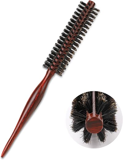 Mozeat Lens Boar Bristle Round Hair Brush with Wooden Handle 23.5 cm
