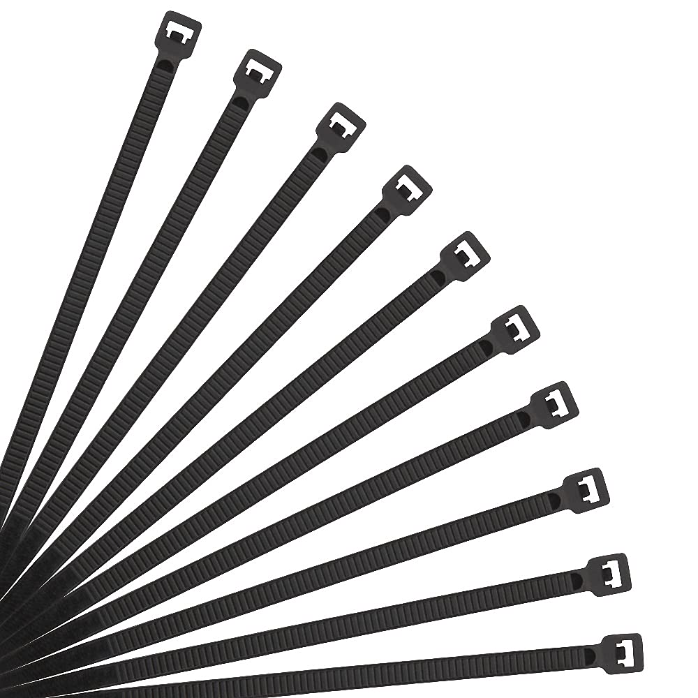 XINGO Black Cable Ties Pack of 500, 300mm x 3.6mm,Premium Nylon Durable Zip Ties, Self-Locking UV Resistant Nylon Plastic Wire Ties for indoor and outdoor