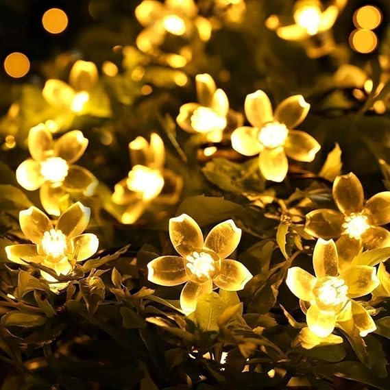 Fizzytech 20 6M LED Blossom Flower String Lights for Bedroom and Indoor Christmas Tree (Warm