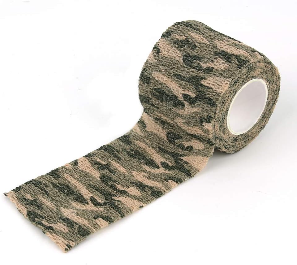 AIRSSON 5 Roll Camouflage Tape Cling Scope Wrap Military Camo Stretch Bandage for Gun Rifle Shotgun Camping Hunting 2" x5 yds Self-Adhesive (Woodland Camo - 6 Pack) : Sports & Outdoors