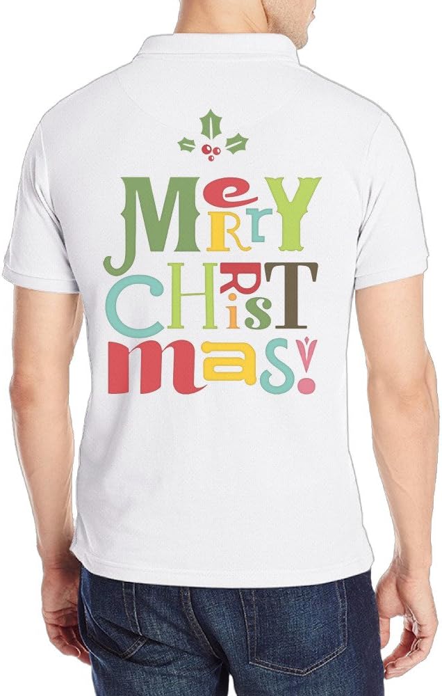 DiDaDi Men's Merry Christmas Polo Shirt White