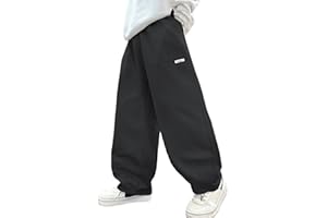 SEAUR Boys Cargo Pants Kids Joggers Cotton Trousers Baggy Trousers Loose Sweatpants Elastic Waist for Dance 5-14 Years