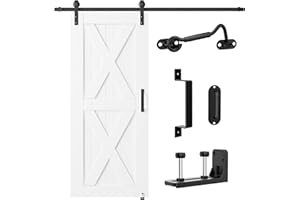 SKYSEN 6FT Barn Door Hardware Kit, Sliding Barn Door Hardware Kit, Barn Door Track - Smooth and Quiet- Easy to Install- Manual Included- Lite Version- Black (J-Lite-5-s)