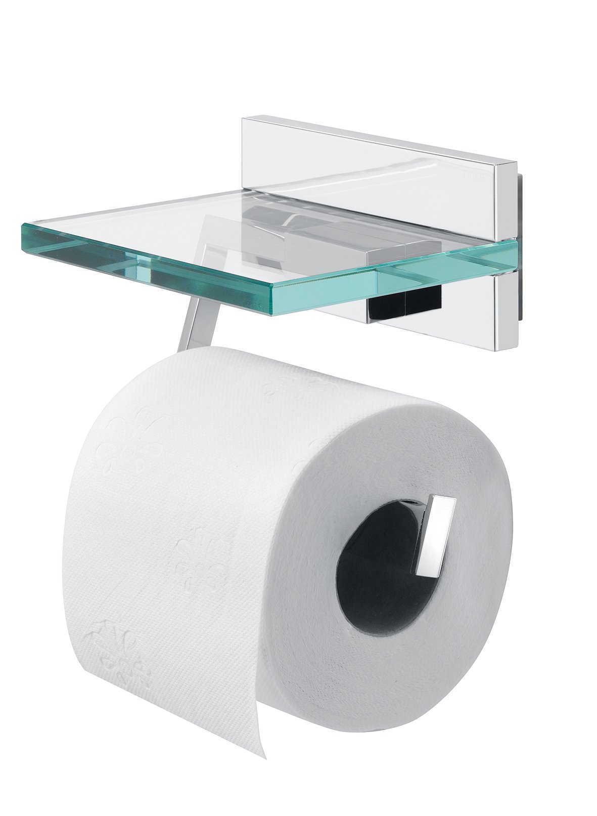 Tiger Safira Toilet Roll Holder with Shelf, Stainless Steel, Chrome, 13 x 12.5 x 10.8 cm