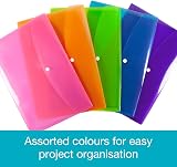 SUMMIT A4+ Heavy Duty Plastic Popper Wallets Pack of 5 Assorted Colours view 5
