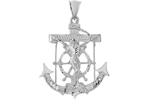 CLADDAGH GOLD Fine 925 Sterling Silver Nautical Mariner's Crucifix Anchor Cross Pendant, 2.15"