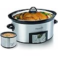Crock-Pot 6-Quart Countdown Programmable Oval Slow Cooker with Dipper, Stainless Steel, SCCPVC605-S