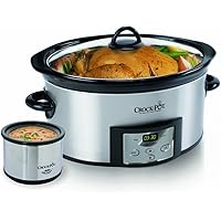 Crock-Pot 6-Quart Countdown Programmable Oval Slow Cooker with Dipper, Stainless Steel, SCCPVC605-S