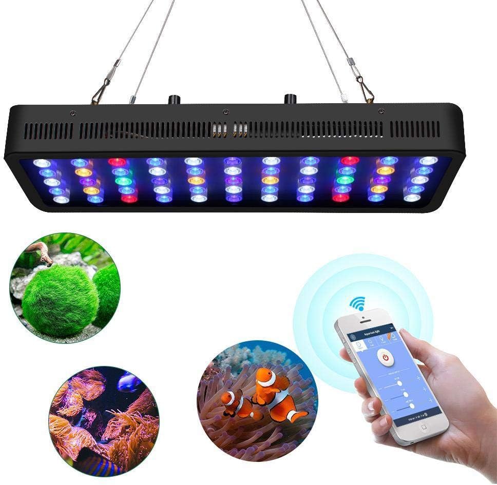 XXDMZ Lengthen WiFi 165w Marine Led Aquarium Light Timer Dimmable Full Spectrum LED Lighting Acuarios for Coral Reef Led Fish Tank