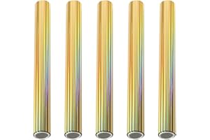 BAOFALI 5Pcs 7.6inch x 16.4ft (19.3cmx5m) Toner Reactive Foil，Foil Paper for Toner Foiling Foil by Laser Printer and Laminator, for Scrapbooking Paper Crafts （Laser Gold）