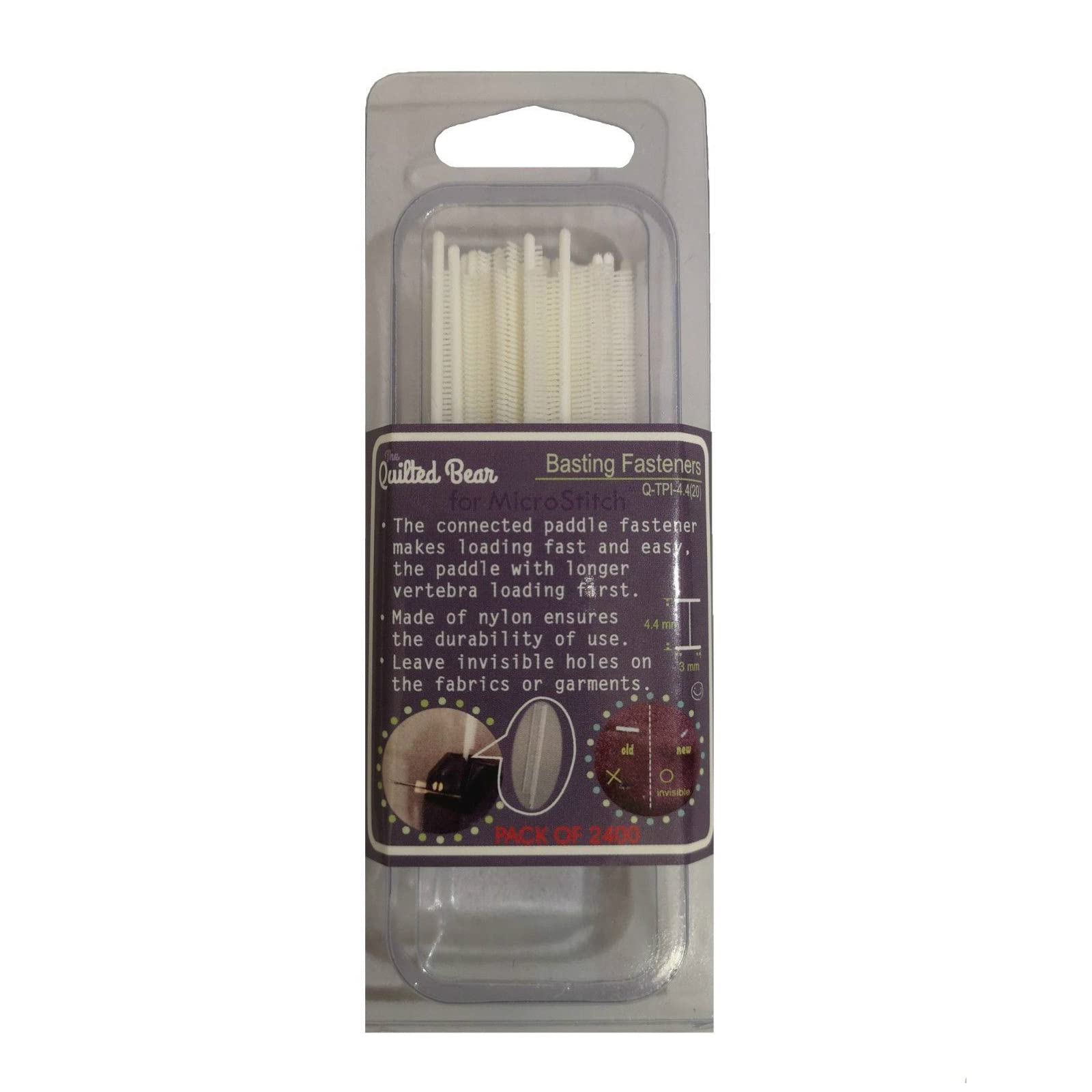 The Quilted Bear Tack Refills - White Premium Basting Fastener Tack Refills for Basting Gun/Kimble Gun Pack of 2400