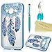 Core Prime Case, Mavis's Diary Shock Absorption Protective Soft TPU Rubber Case PC Bumper Blue Feather Campanula Clear Slim Fit Cover for Samsung Galaxy Core Prime SM-G360F & Dust Plug & Crystal Pen