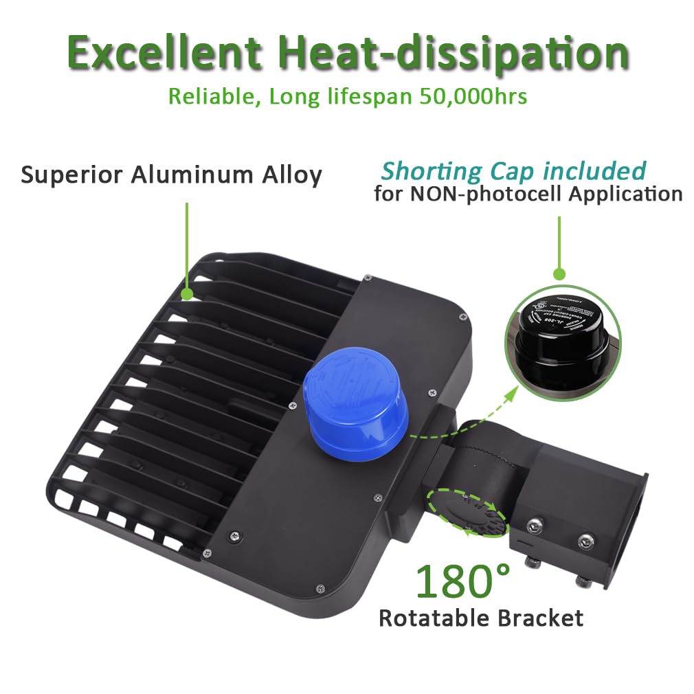 SZGMJIA 100W Outdoor Parking Lot Light, LED Street Light 15,000LM Super Bright 5000K Daylight White AC100-277V with Dusk to Dawn Photocell Replaces 1000W Halide with Slip Fit Mount Shoebox Pole Light