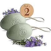 La Maison du Savon - Verbena French Soap on a Rope Duo - Moisturizing Hand & Body Soap Bars with Organic Shea Butter, Donkey Milk - Natural Ingredients - Solid Soap Made in Provence - 2 x 6.2 Oz