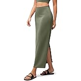 ODODOS Modal Soft Maxi Skirt for Women, Back Slit High Waist Casual Long Pencil Skirts