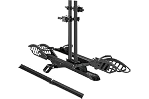 Young Electric E-Bike Rack with Ramp, Hitch 2 Bike Rack, 200 lbs Capacity Electric Bike Carrier, Foldable Platform Mount for Cars, Trucks, SUVs, Minivans, Up to 5-Inch Fat Tire for 2'' Receiver