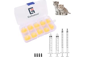 Gufastoe 10 Pack Original+Mini Flesh Color Nipples with Syringes for Pets and Wildlifes