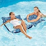 Aqua Deluxe Monterey Hammock, 4-in1- Multi-Purpose Inflatable Pool Float, Portable, Removable Pillows, Carry Bag, Premium Fabric, Fade, & Stain Resistant, Navy/White Orchid