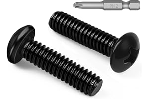 KVOHLUM 50 PCS #10-24 x 1/2" Phillips Pan Head Machine Screws, Round Head Machine Screw Bolts, 18-8 Stainless Steel (304), Full Thread, Black Coating