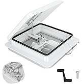BLACKHORSE-RACING 14" RV Roof Vent Fit for Camper Trailer Universal White Lid Roof Vent with 12V RV Vent Fan 6" Blades White 