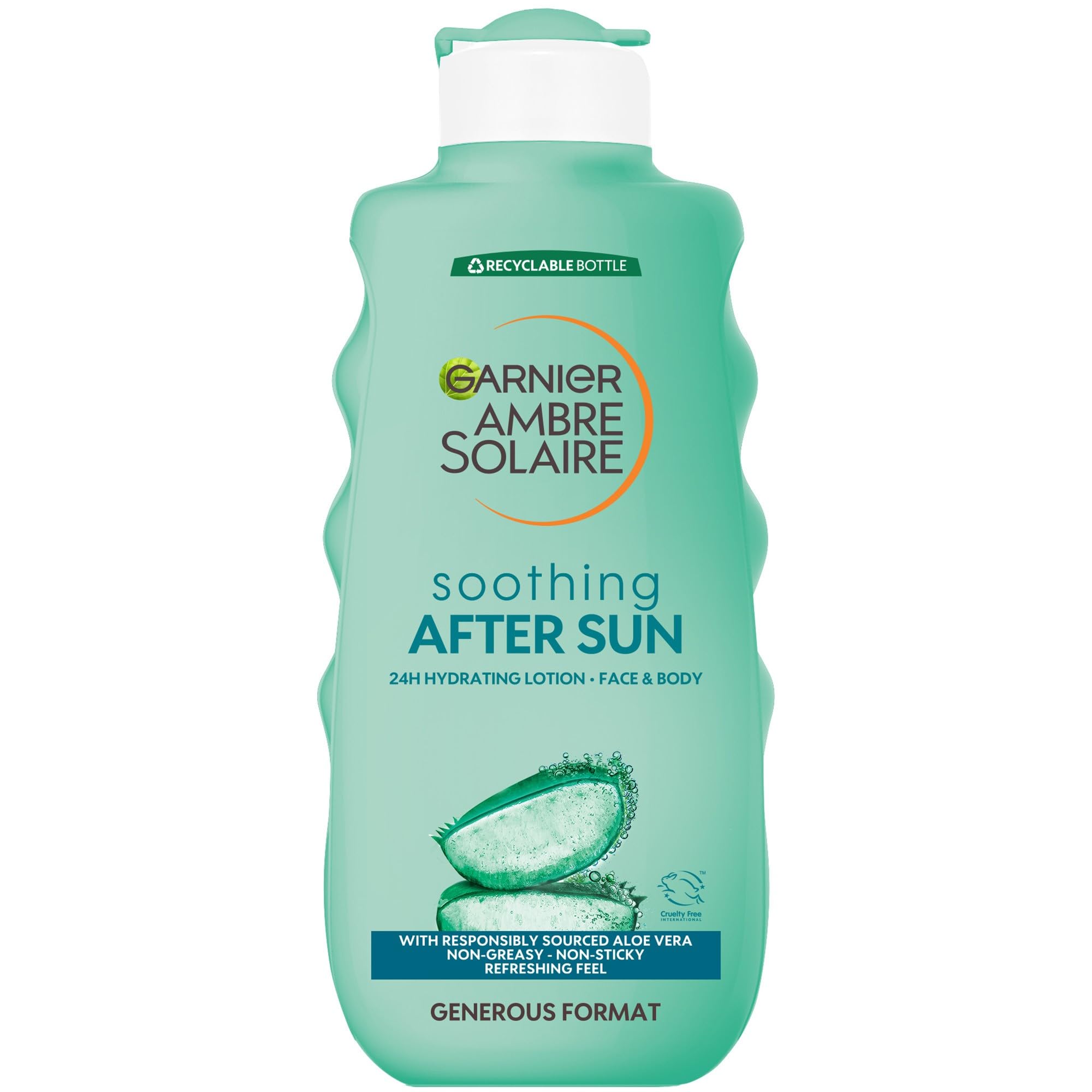 Garnier Ambre Solaire After Sun Lotion, for Face & Body, with Naturally Derived Aloe Vera, Intensely Rehydrates Skin, Instant Cooling Effect, Approved by Cruelty Free International, 400 ml — image 1