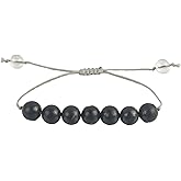 Generic WIKICRYSTAL Shungite Stones Bead Bracelet Handmade Natural Healing Stone Crystal Chakra Bracelets Crystal Spiritual Accessory, Medium, Black