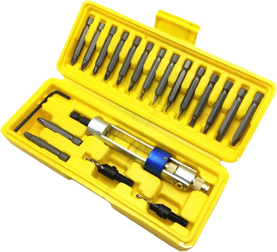 NASHINAL 20Pcs Half Time Drill Driver Multi Screwdriver Sets Updated Version 16 Different Kinds Head with Countersink Bits