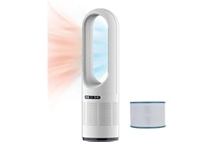 FARYUAN 3 IN 1 Tower Fan, 31.5Inch Cooling & Heating Bladeless Fan, Floor Fan Combo 80° Oscillating with Remote, 8H Timer for Indoor, Bedroom, Home Office Room(White)