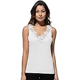 Women’s Lace Trim Camisole Soft Breathable Undershirt Tank Top Layering Natural Cotton Sleeveless Cami Comfortable Daily Wear