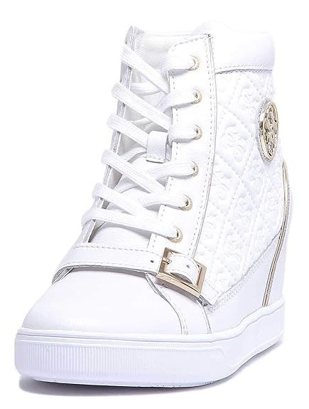 guess white wedge sneakers