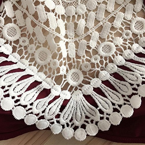 WM & MW Women Bathing Set Push-up Padded Bra Sexy Lace Splice Bikini Tops Swimsuit Set Beachwear Swimwear (Asian:Small, Wine)