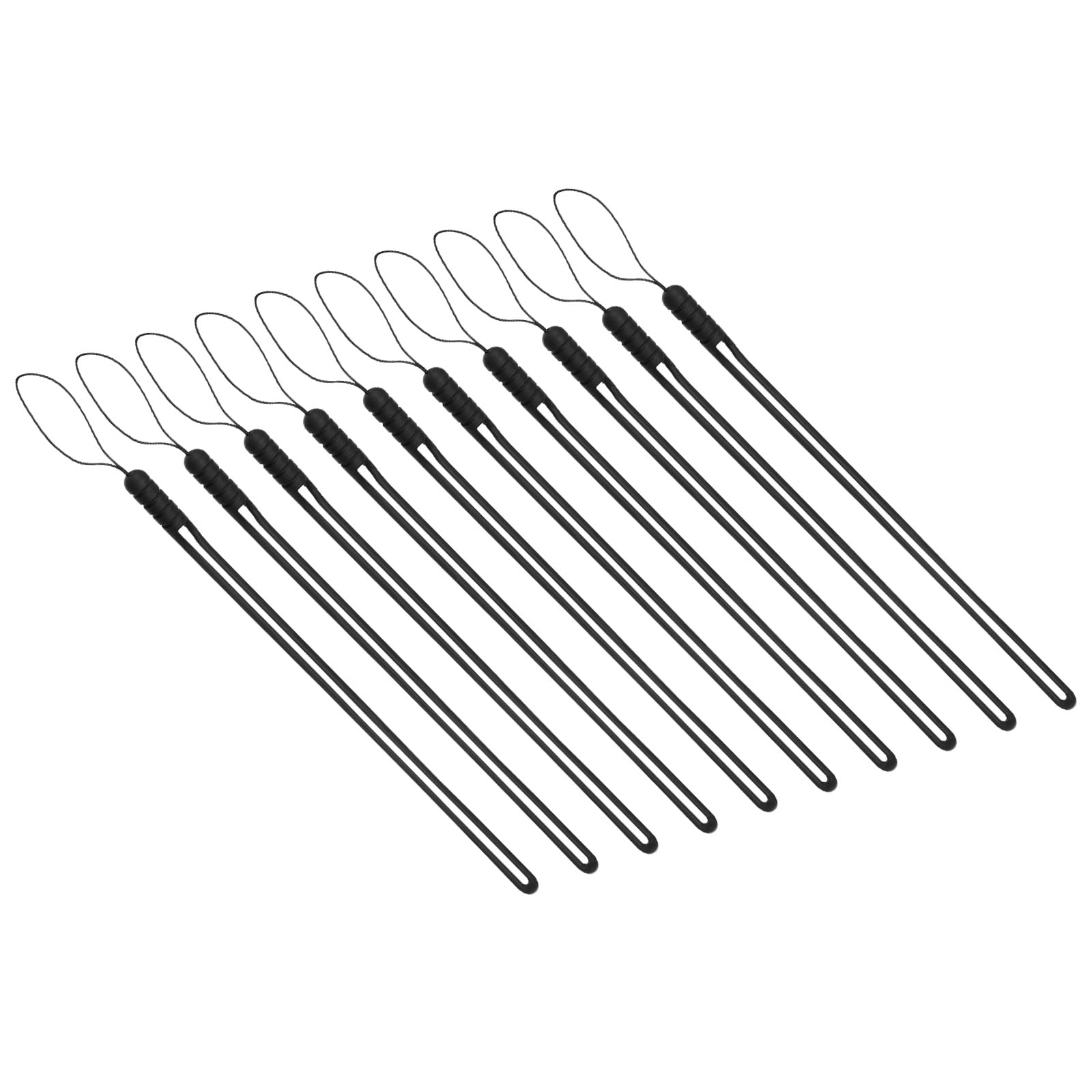 PATIKIL 10pcs Wrist Lanyard Straps for Phone, Silicone Wrist Hand Lanyards for Pen Umbrella Camera Keys Keychain ID Card, Black