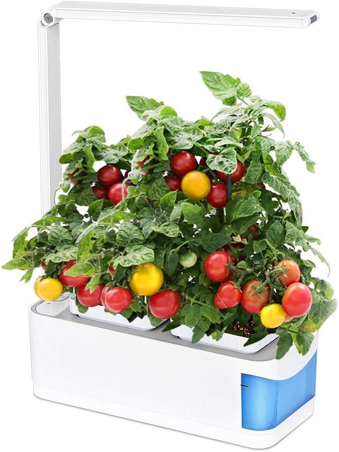 YOSTAR Smart Indoor Garden Kit, Indoor Herb Hydroponics Growing System, Organic Home Gardening Kit with Led Grow Light, Built-in Reading Mode and Water Shortage Reminder, 360° Adjustable Arm