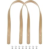 MECCANIXITY 2pcs 24 Inch (60cm) PU Leather Purses Straps Handbag Belt Band Bag Handle for Purse Wallet Tote Making, Beige