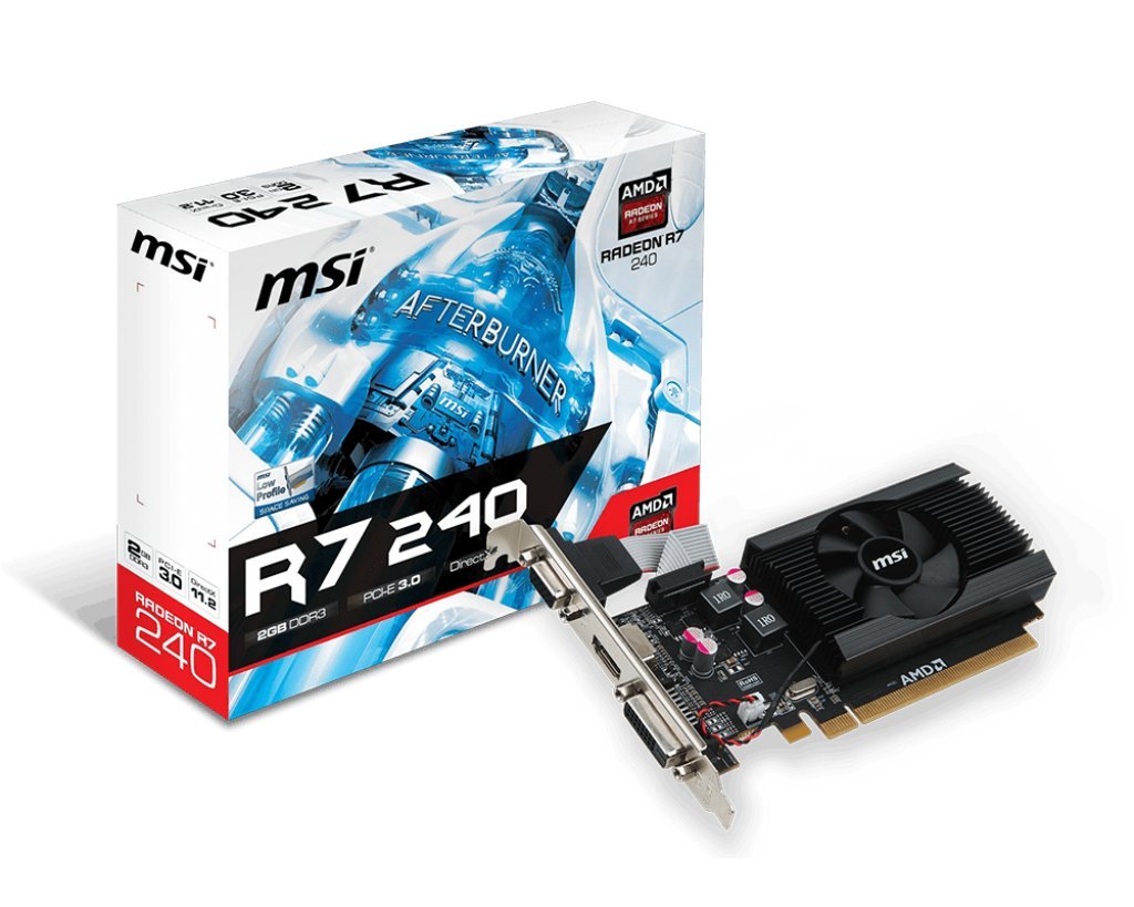 MSI AMD Radeon R72402364P 2GB DDR3 VGA/DVI/HDMI Low Profile PCI-Express Video Card