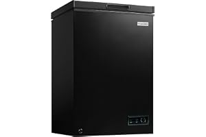 Igloo 3.5 Cu Ft. Upright Deep Freezer Chest- Deep Freezer with Quick Freezing System & Adjustable Thermostat- Low Noise Freezer with Removable Basket & LED Lights for Homes, Garages & Basements- Black