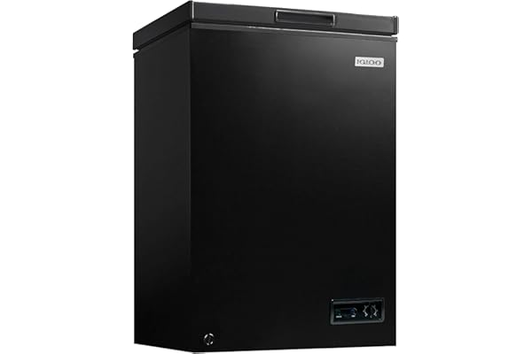 Igloo 3.5 Cu Ft. Upright Deep Freezer Chest- Deep Freezer with Quick Freezing System & Adjustable Thermostat- Low Noise Freezer with Removable Basket & LED Lights for Homes, Garages & Basements- Black
