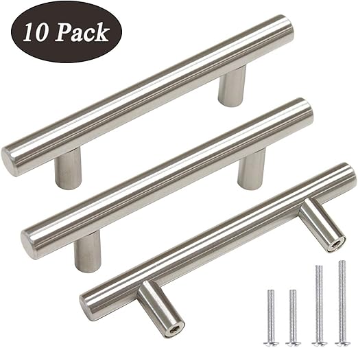 3 In Kitchen Cabinet Pulls 1 2 In Stainless Steel T Bar Door