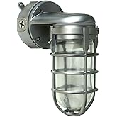 Woods L1707SVBS Traditional 150W Incandescent Weather Industrial Light; Wall Mount; Brushed Steel