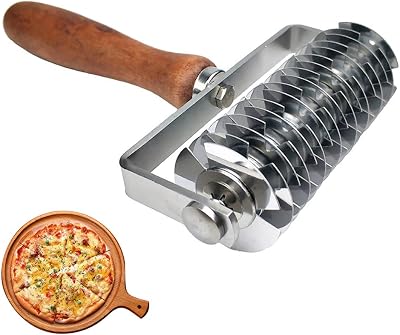 Cosswe Stainless Steel Lattice Roller Wood Handle Pizza Pastry Dough Cutter
