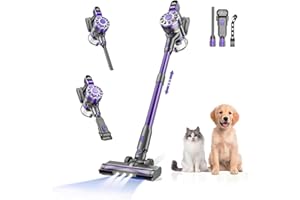WLOTPO Cordless Vacuum Cleaner,Vacuum Cleaners for Home with Super Suction,Lightweight Stick Vacuum with 35 Mins Runtime,Rechargeable Cordless Vacuum for Carpet, Tile, Pet Hair, Hardwood Floors(Deep Purple)