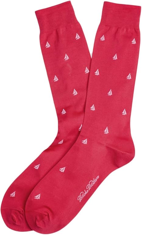 Amazon Brooks Brothers ブルックス ブラザーズ オンライン限定アウトレット コットンブレンド セイルボート クルーソックス レッド ワンサイズ 靴下 レッグウォーマー 通販