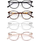 FoxMook Blue Light Blocking Glasses Round Women Men Computer Glasses Anti Eye Strain/UV/Glare Gaming Glasses