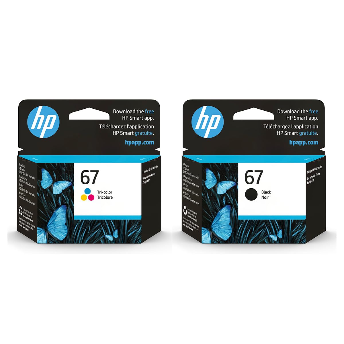 HP 67 Black and 67 Tri-color Ink Cartridge bundle (2 pack)| Works with HP DeskJet 1255, 2700, 4100 Series, HP ENVY 6000, 6400 Series