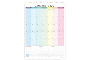 2026 Wall Calendar Large 17 x 12 inch Family 18 Month from January 2026 to June 2027 with Large Blocks Daily Monthly Planning