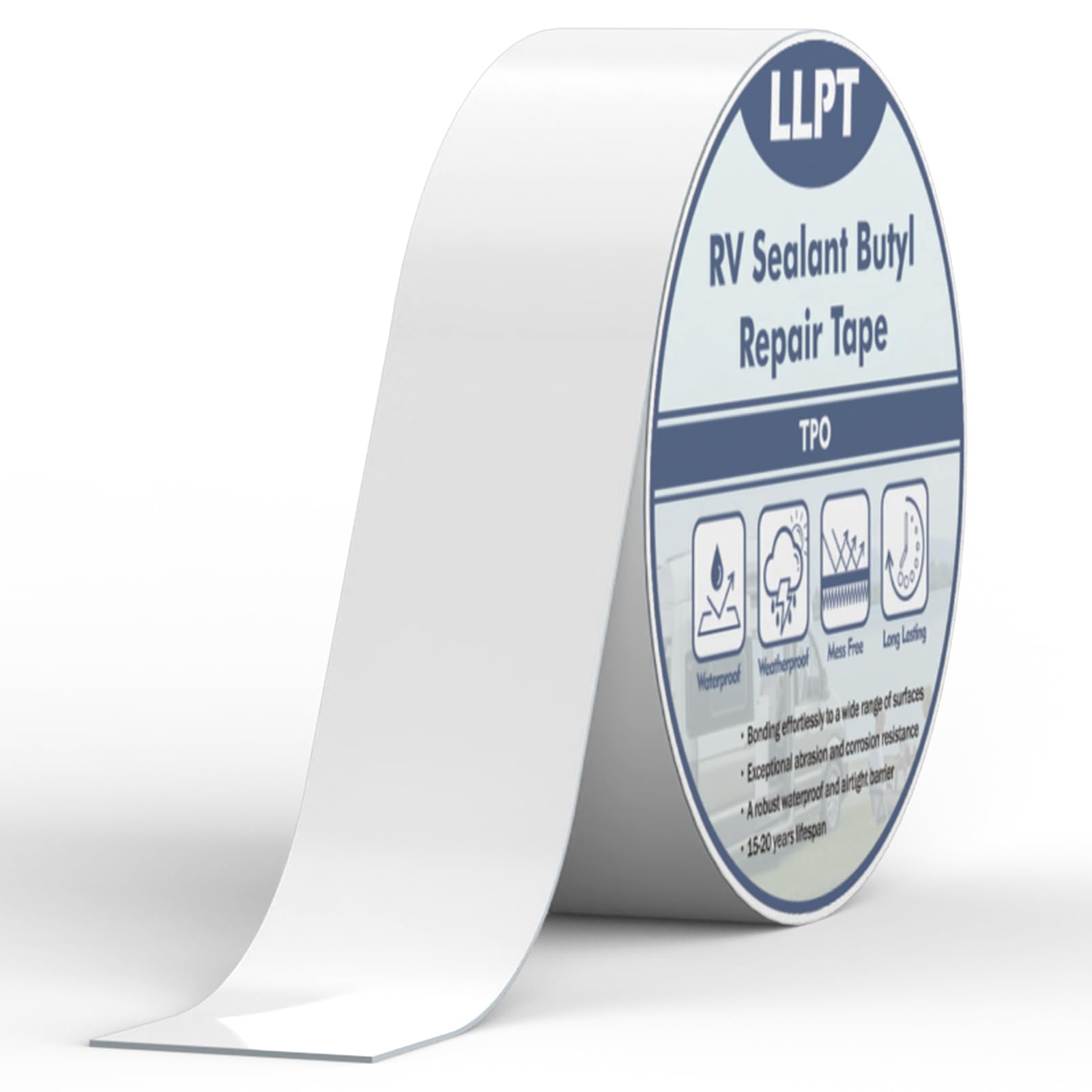 LLPT Butyl Tape/Roof Sealant | 51 mm x 15 m | White | UV Stable RV Sealant Repair Tape | Extreme Durable Waterproof Airtight | for Window RV Repair Boat Trailer Motorhome Patching (SV62110WT2)