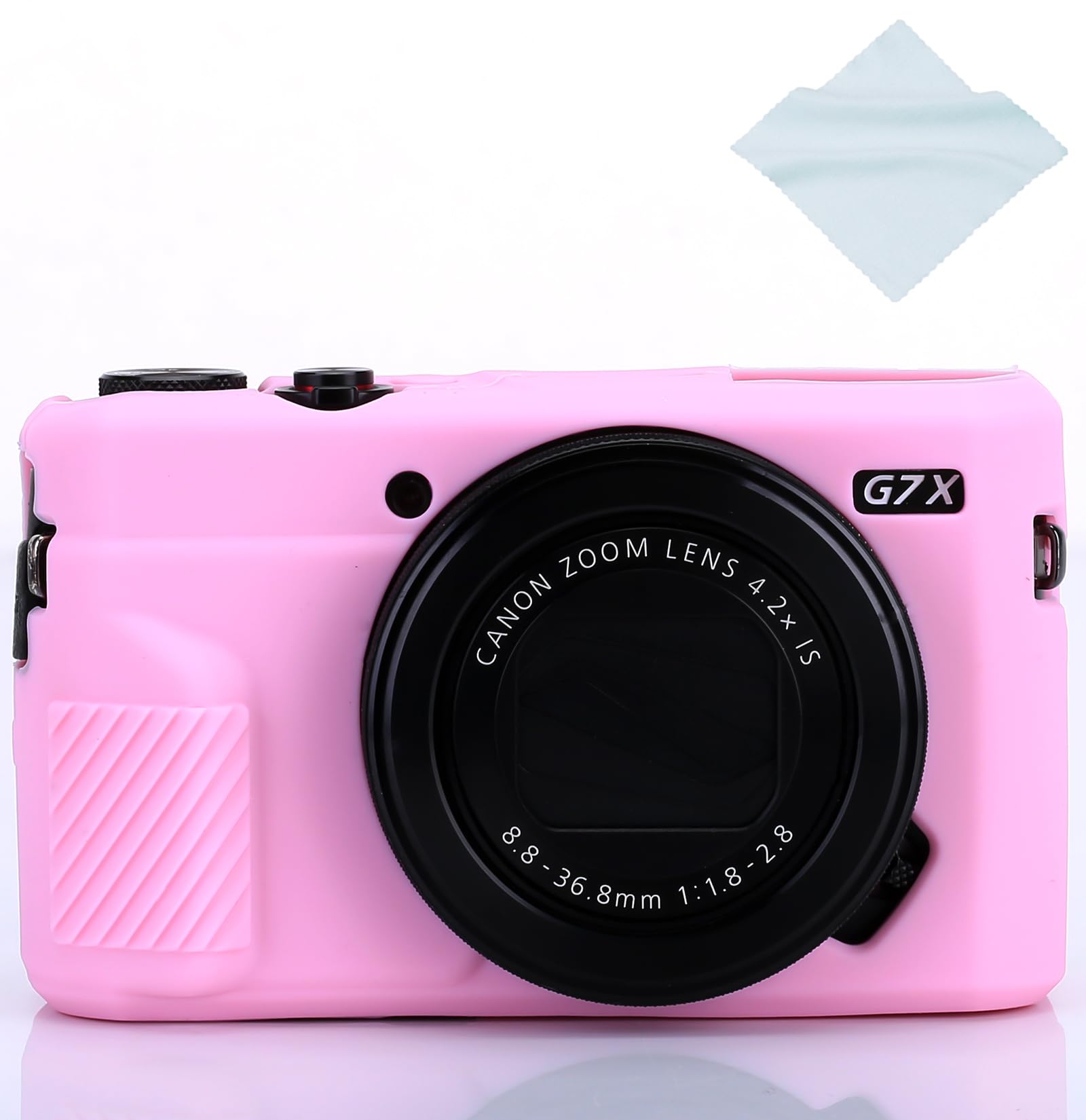 Photo 1 of G7X / G7X Mark II Camera Silicone Case, Ultra Thin Lightweight Rubber Soft Silicone Case Bag Cover for Canon PowerShot G7X / G7X Mark II with Microfiber Cloth - Pink
