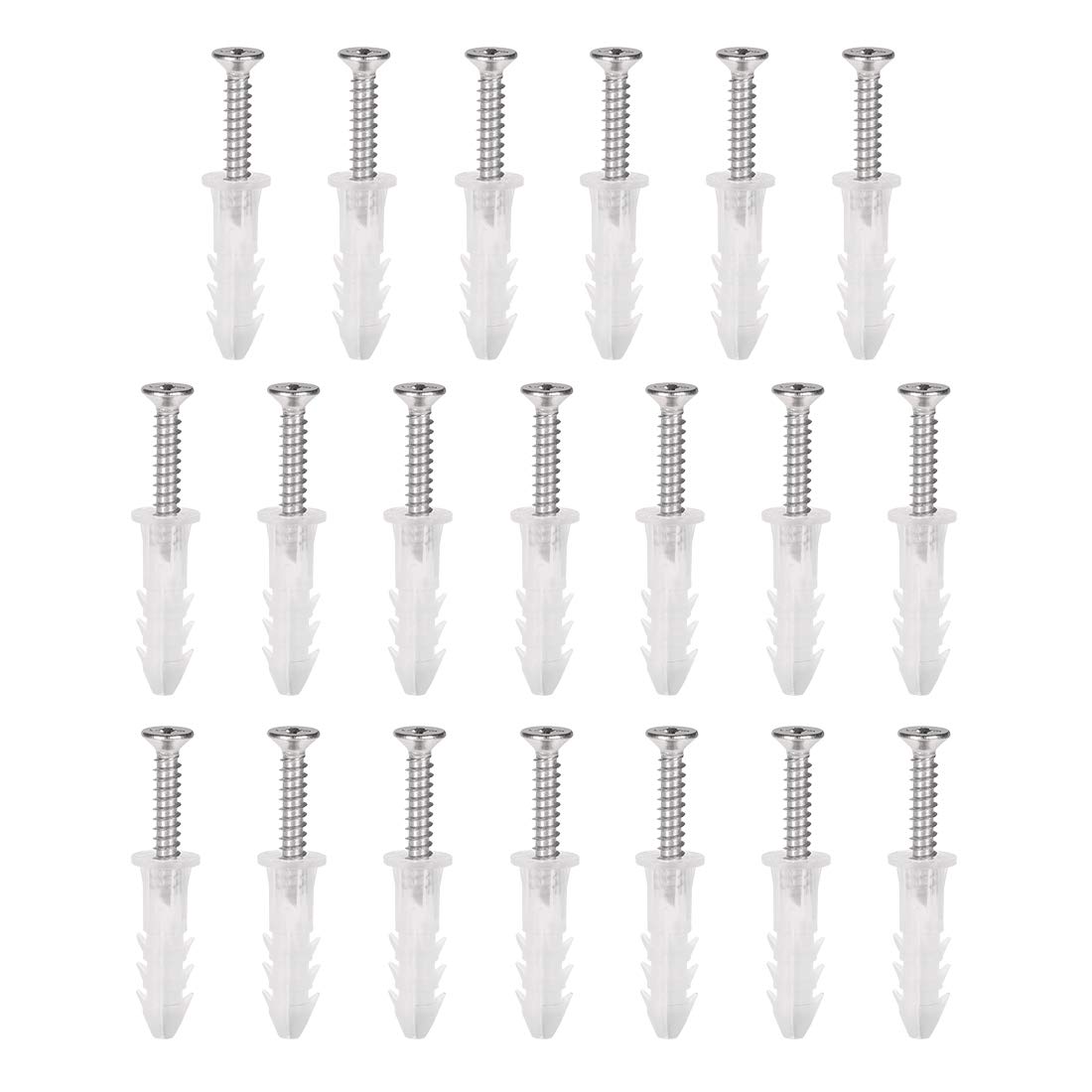 sourcing map 6mmx25mm Plastic Expansion Tube for Drywall with Screws, Translucent 20pcs